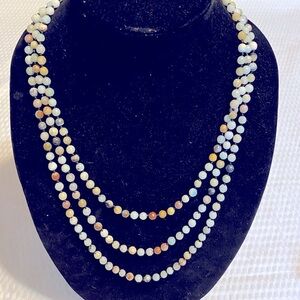 Stone Necklace Multicolor Long Hand Knotted 38 Inch